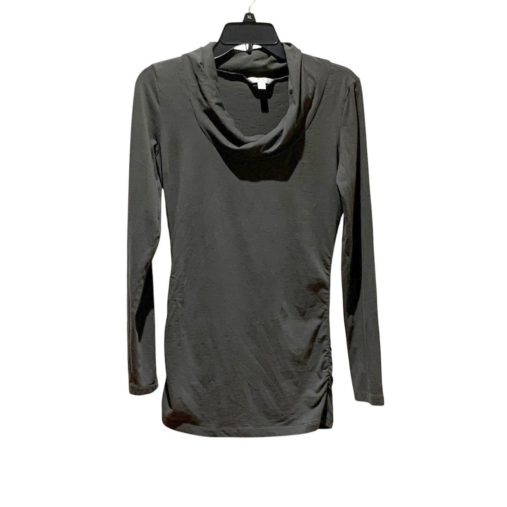 Cabi Cowl Neck Top Women S Olive Ruched Stretch Cotton Minimalist Office Chic